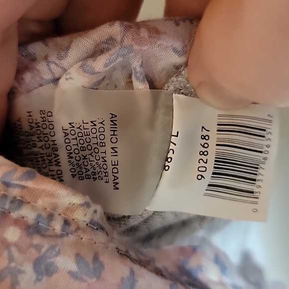 Vince Comuto Floral Chiffon Overlay Front Grey Soft Tee Shirt Flutter Sleeve L - Picture 4 of 7